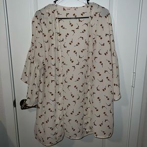 Beige and floral kimono